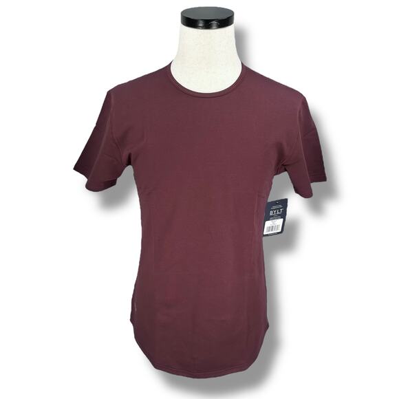 BYLT Drop-Cut Lux T-Shirt Mens Small Maroon Cotton Stretch Short Sleeve New - Picture 1 of 10